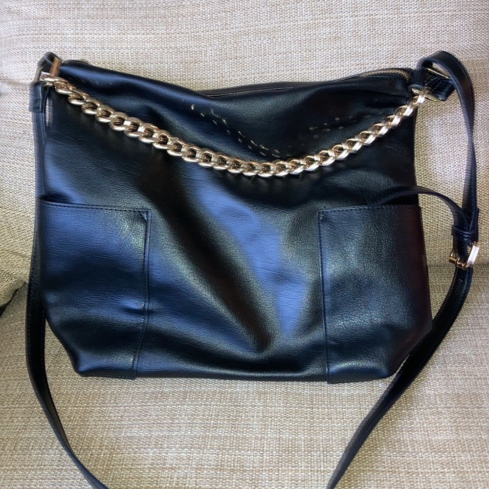 Womens Steve Madden Crossbody Purse Gold & Black